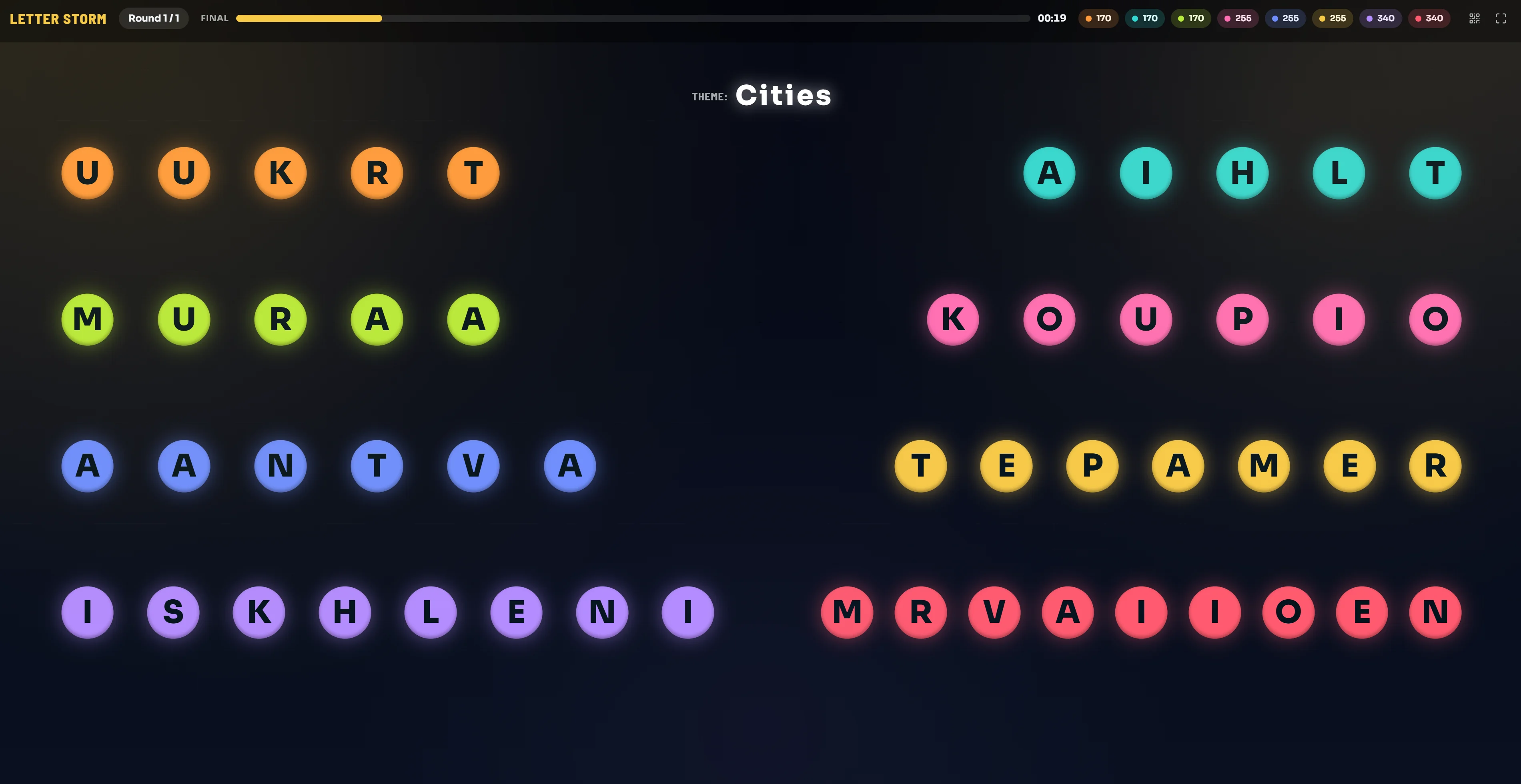 Letter storm, now like anagrams